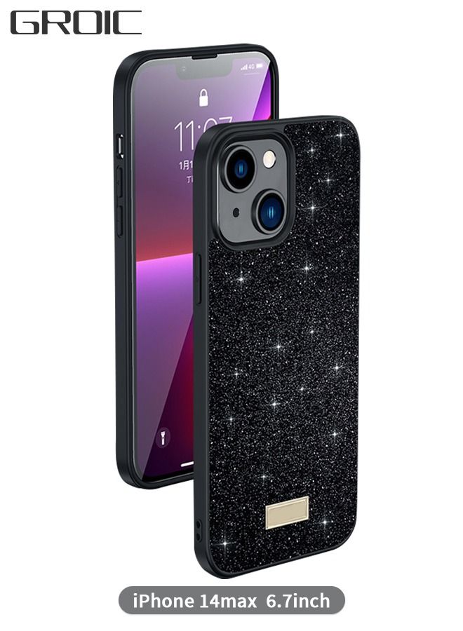 جرويك جراب مصمم لهاتف iPhone 14 Max مقاس 6.7 بوصة، جرابات لامعة فاخرة من مادة الناعمة والناعمة ومضادة للصدمات للسقوط - أسود - Image 1