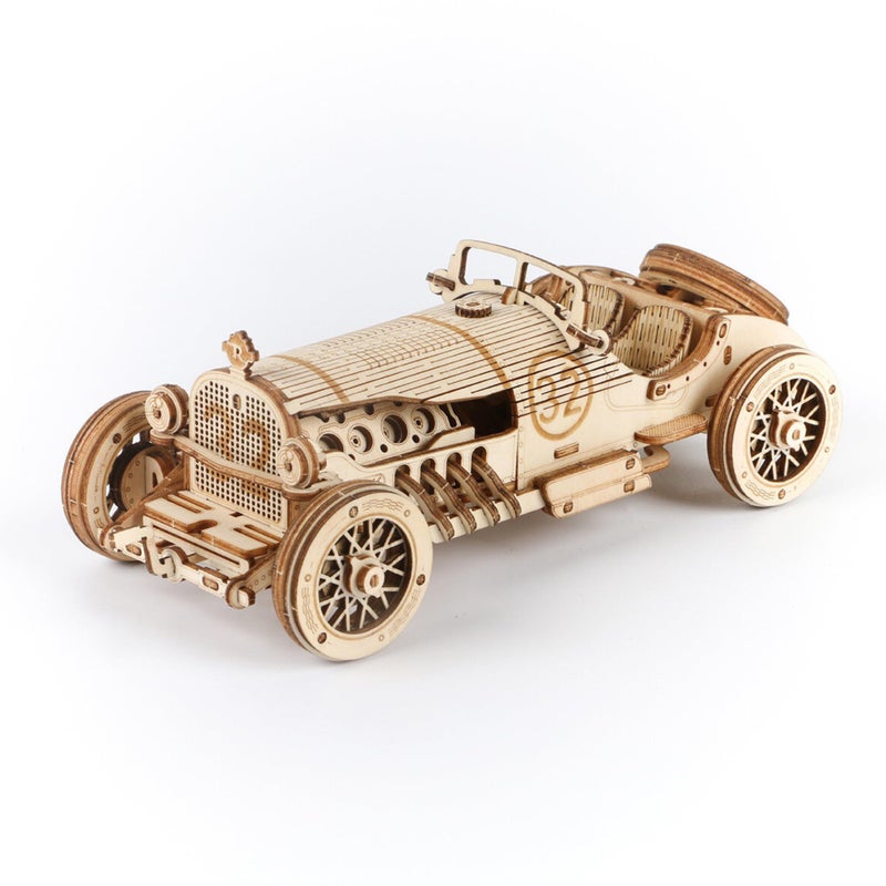 ROKR Model Car Kits Wooden 3D Puzzles Model Kits for Adults Educational Brain Teaser Assembly Model, Desk Decor/DIY Hobbies/Gifts (Grand Prix Car) - Image 1