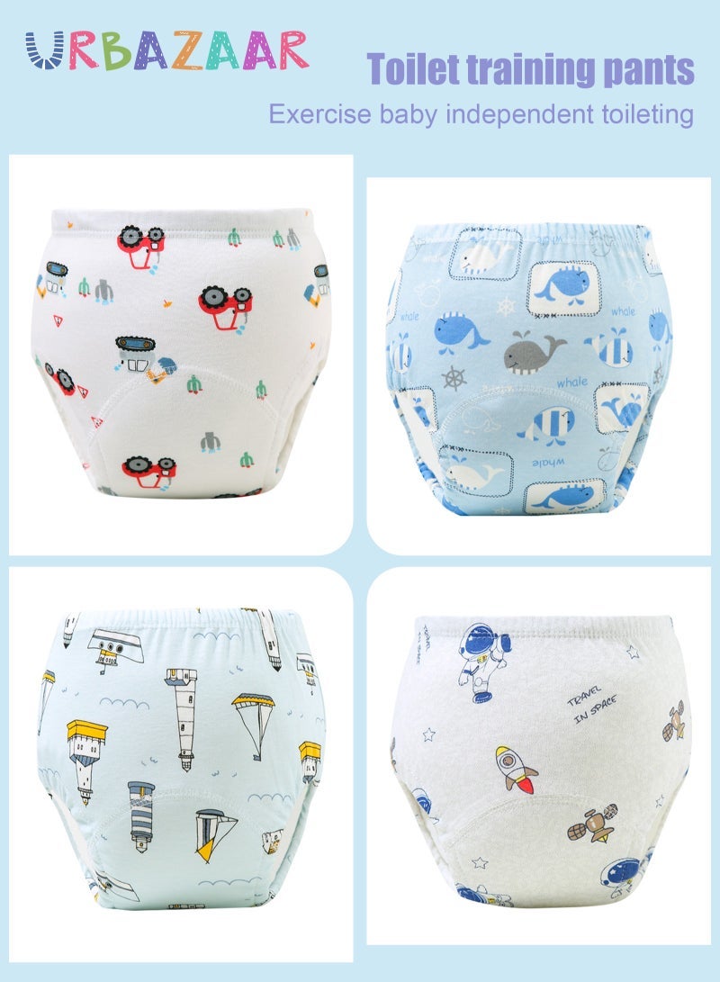 URbazaar Baby Potty Training Underwear for Boys and Girls, 4 Pack Absorbent Training Pants for Toddlers with Printed Reusable Cotton Toilet Training Pants for 12-18kg Kids (2-4 Years) - Image 2
