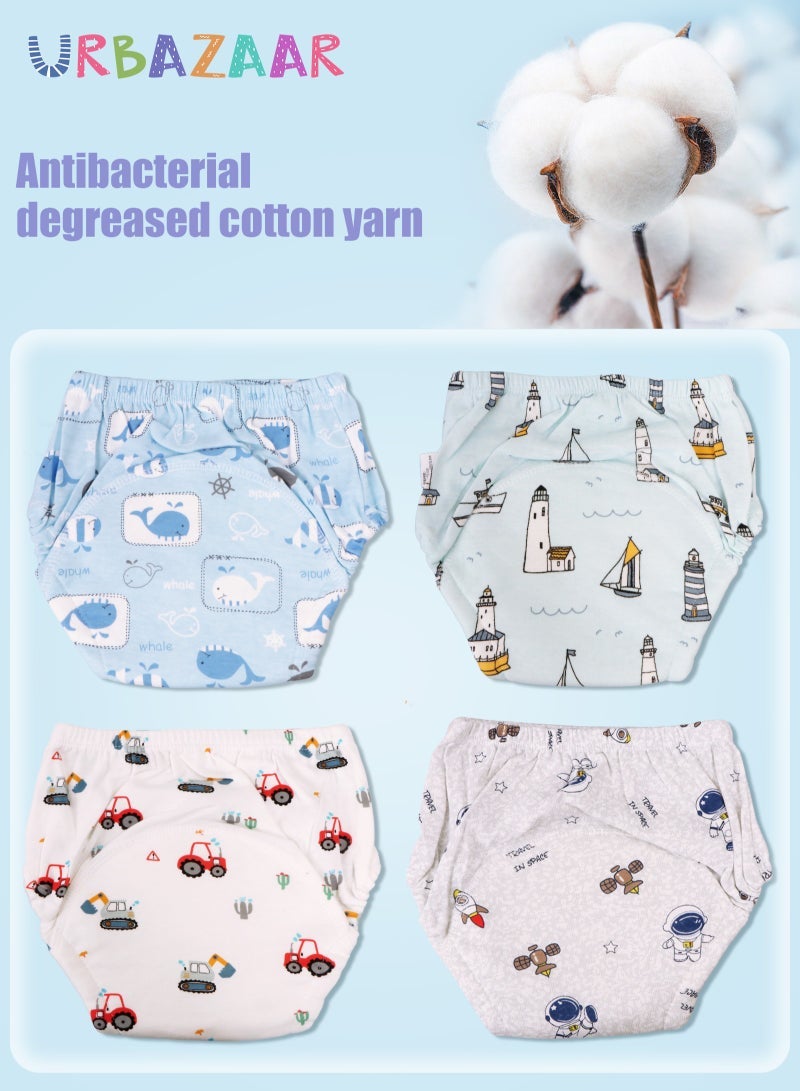 URbazaar Baby Potty Training Underwear for Boys and Girls, 4 Pack Absorbent Training Pants for Toddlers with Printed Reusable Cotton Toilet Training Pants for 12-18kg Kids (2-4 Years) - Image 3