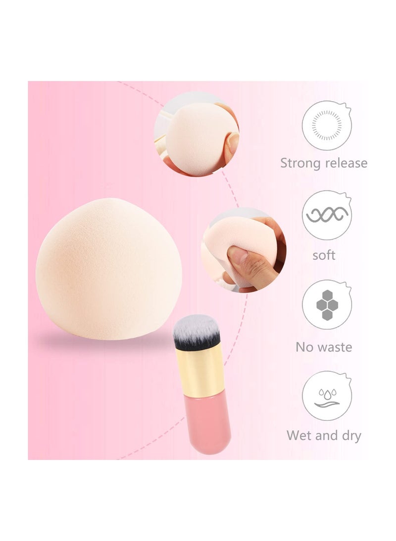 4 Pcs Pink Makeup Sponges, Soft Foundation Blenders, Latex-Free Concealer Applicators with Brushes for Flawless Beauty - Image 2