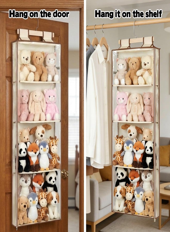 WAKCCIL Stuffed Plush Holder for Squishmallow Storage | 2 in 1 Over the Door & Rack Hanging Organizer | with Extra Space-saving Pockets | Clear Solution for Organize Display - Image 5
