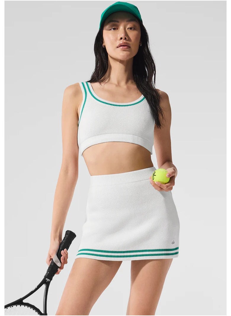 alo - alo set of sports vest, tennis skirt, anti-glare and color-blocking school style yoga and fitness set - Image 1