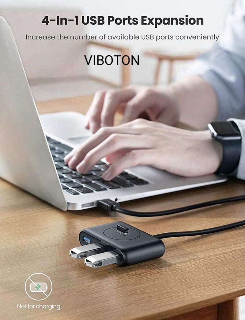 Viboton XL-6033 محور USB تمديد USB 3.0 4-منافذ لوح بيانات محمول مع كابل بطول 1.2م لجهاز Mac و iMac و MacBook Pro Air و Ultrabooks و Tablet و Laptop و PC و Windows و Mac OS X و Linux - Image 2