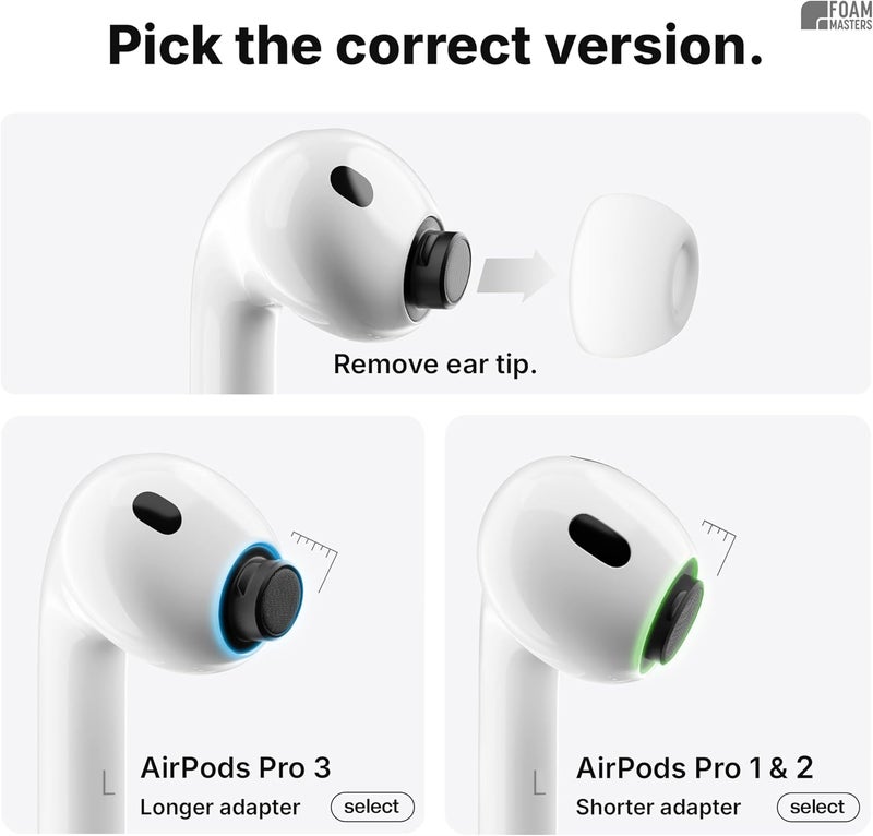 AutoLine Pro Foam Masters Memory Foam Ear Tips for AirPods 1st & 2nd Gen | 3 Pairs | New Version 4.0 - | Comfortable | Secure | Better Noise Cancellation | Replacement Buds (Blue - Medium) - Image 2