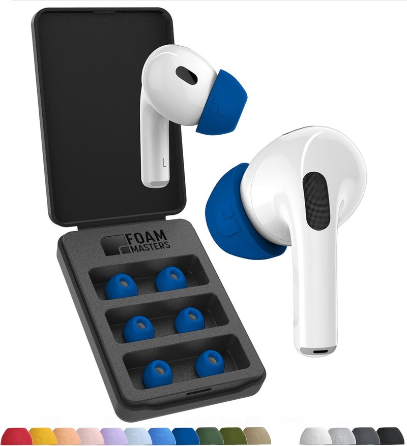 AutoLine Pro Foam Masters Memory Foam Ear Tips for AirPods 1st & 2nd Gen | 3 Pairs | New Version 4.0 - | Comfortable | Secure | Better Noise Cancellation | Replacement Buds (Blue - Medium) - Image 1