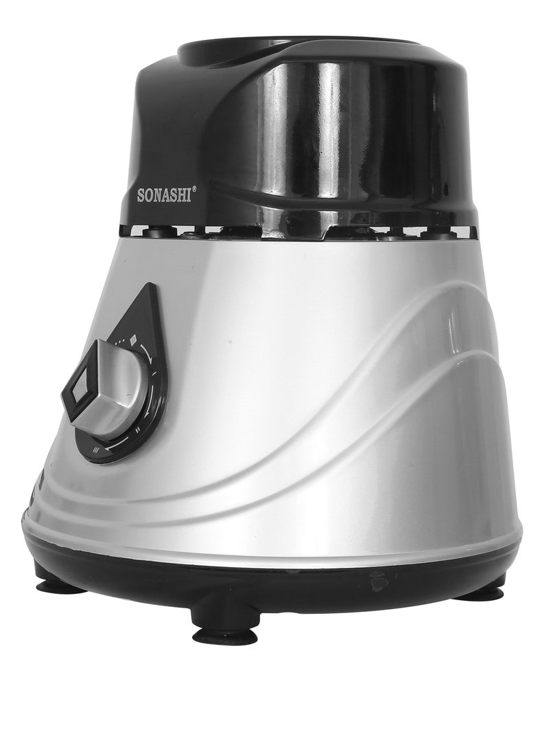 SONASHI 3-in-1 Mixer Grinder with 3 Stainless Steel Jars & Sharp Blades 1000W, Motor Overheat Protection, 3 Speeds + Pulse, Safety Lock, ABS Body, Liquidizing, Dry & Chutney Jars Included, SB-208 1.5 L 1000 W SB-208 silver - Image 5