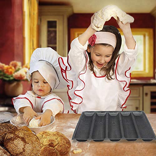 FETESUR Silicone Perforated Baking Forms Sandwich Mold French Baguette Bread Pan Food Mat 5 Loaf Non-Stick Baking Liners - Image 4