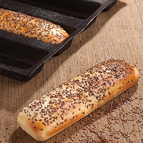 FETESUR Silicone Perforated Baking Forms Sandwich Mold French Baguette Bread Pan Food Mat 5 Loaf Non-Stick Baking Liners - Image 5