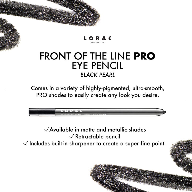 LORAC Front Line PRO Waterproof Eyeliner Pencil, Pearl Black| Long Lasting| Makeup Pencil Sharpener | High-Precision - Image 2