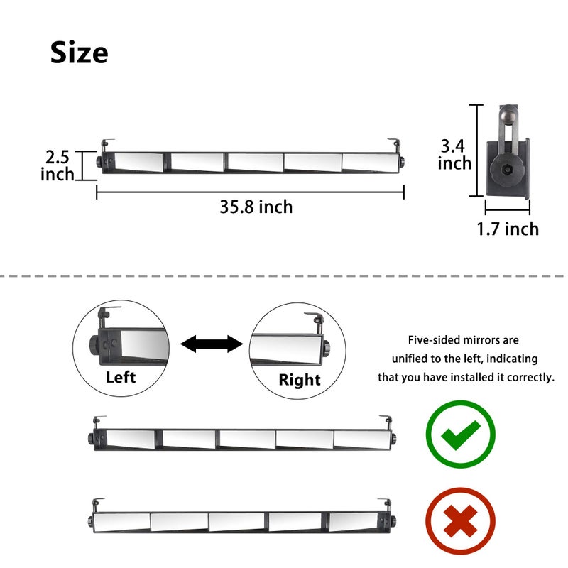 10L0L Universal Golf Cart 5 Panel Mirror for EZGO, Club Car, Wide Angle Rear View Blind Spot Wink Mirror, Compatible with Car SUV Van Truck, etc - Image 3