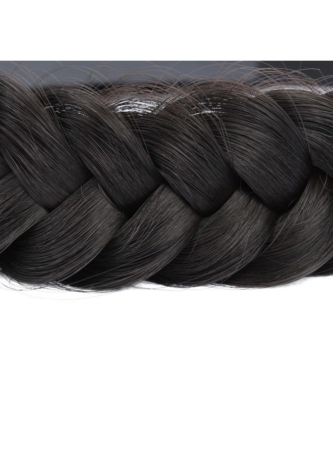 BOBIYA Wide Chunky Plaited Braided Headband Hair Band Synthetic Braid Hairpieces with Teeth Piano Two Tone Colors Accessories (W-Deep Brown) - Image 5