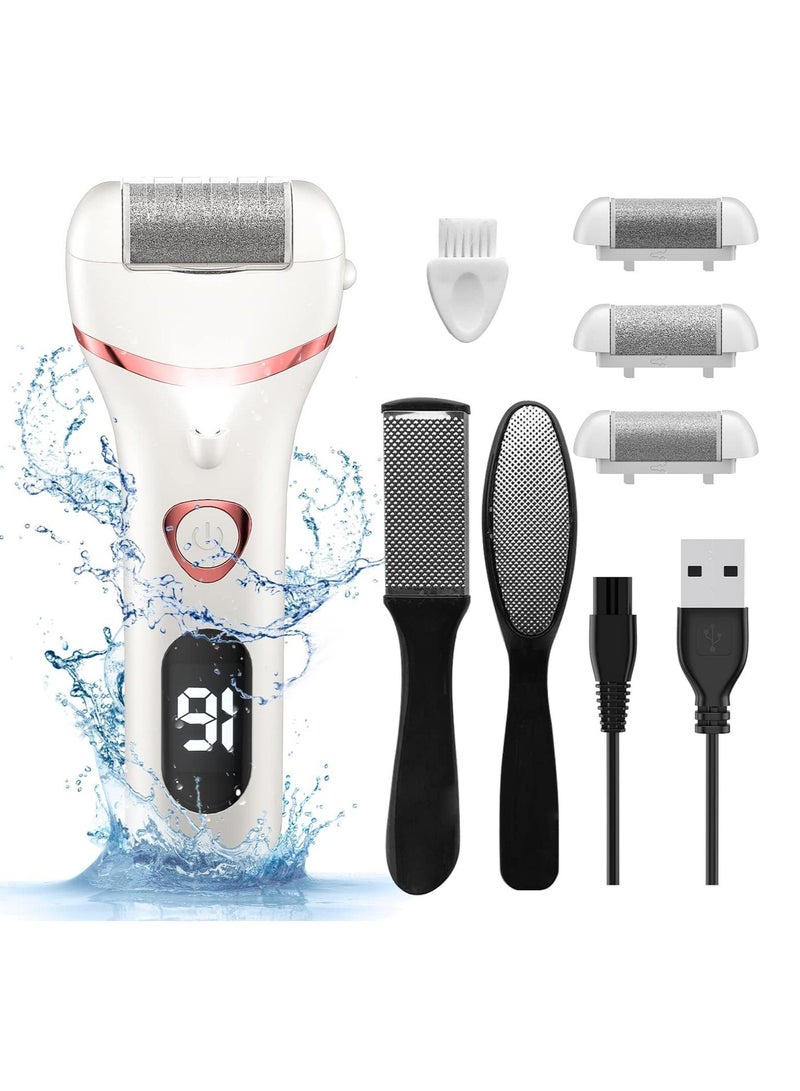 Electric Foot Callus Remover, Rechargeable Portable Electronic Foot File Pedicure Kits, Waterproof Foot Scrubber File, Professional Pedicure Tools, Foot Care for Dead Skin Ideal Gift, 3 Rollers - Image 1