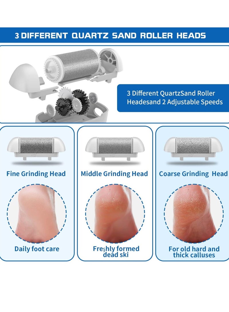 Electric Foot Callus Remover, Rechargeable Portable Electronic Foot File Pedicure Kits, Waterproof Foot Scrubber File, Professional Pedicure Tools, Foot Care for Dead Skin Ideal Gift, 3 Rollers - Image 4