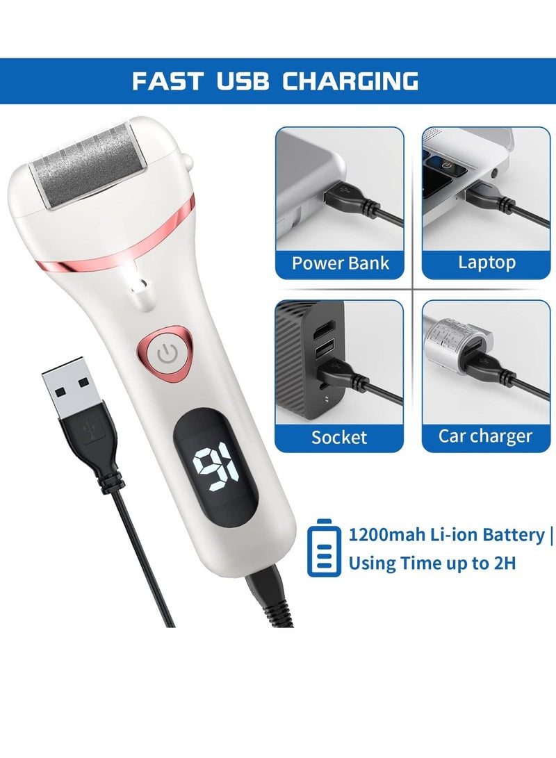 Electric Foot Callus Remover, Rechargeable Portable Electronic Foot File Pedicure Kits, Waterproof Foot Scrubber File, Professional Pedicure Tools, Foot Care for Dead Skin Ideal Gift, 3 Rollers - Image 3