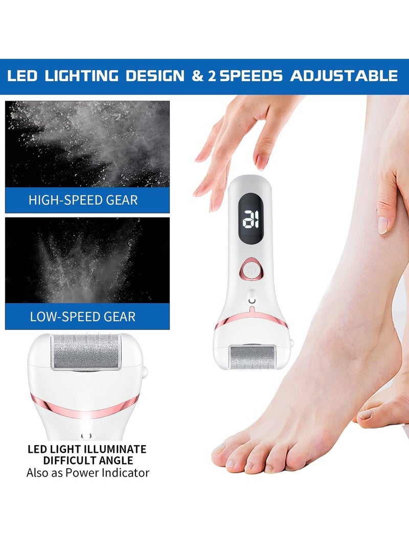 Electric Foot Callus Remover, Rechargeable Portable Electronic Foot File Pedicure Kits, Waterproof Foot Scrubber File, Professional Pedicure Tools, Foot Care for Dead Skin Ideal Gift, 3 Rollers - Image 2