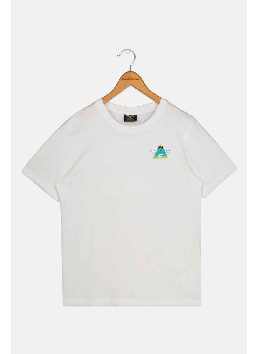 NAUTICA - Kids Boy Brand Logo Short Sleeve T-Shirt, White - Image 1
