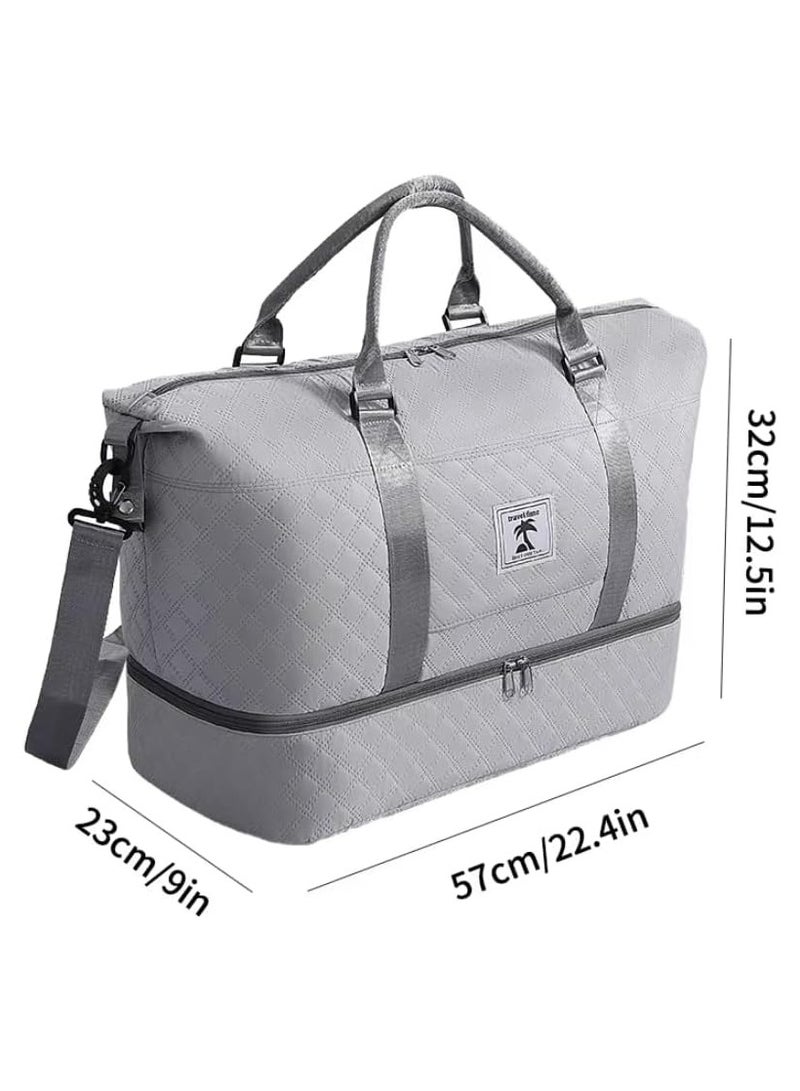 BLOOMING TIME Large Capacity Travel Duffel Bag, Wet-Dry Separator Shoe Compartment - Grey - Image 3