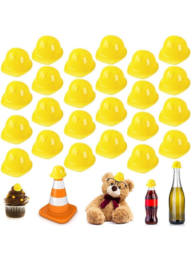 Sratte Miniature Construction Hat Mini Construction Toy Doll Hats Plastic Yellow Miniature Bottle Topper Hats For Party (25 Pieces) - Image 1