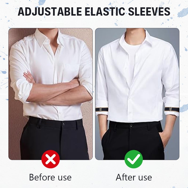 ELEPHANTBOAT® 1 Pair Shirt Sleeve Retainer Bands Arm Garters, Adjustable Stretchy Sleeve Holders for Men & Women, Elastic Arm Garters to Keep Sleeves in Place for Work, Office & Formal Wear - Image 4