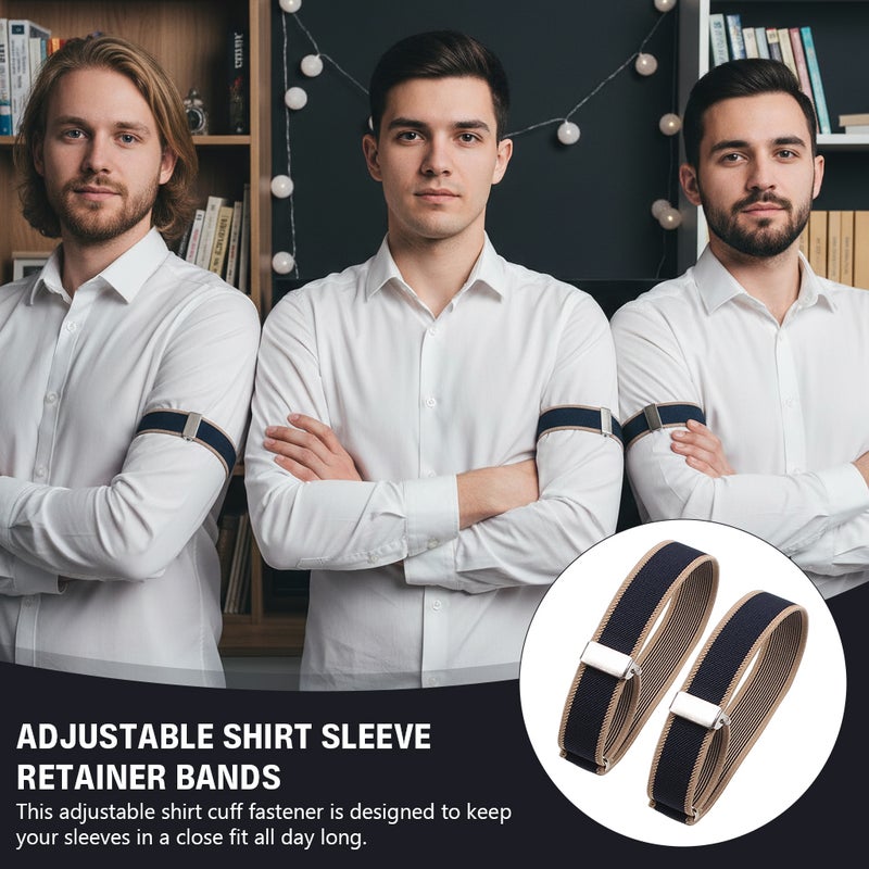 ELEPHANTBOAT® 1 Pair Shirt Sleeve Retainer Bands Arm Garters, Adjustable Stretchy Sleeve Holders for Men & Women, Elastic Arm Garters to Keep Sleeves in Place for Work, Office & Formal Wear - Image 5