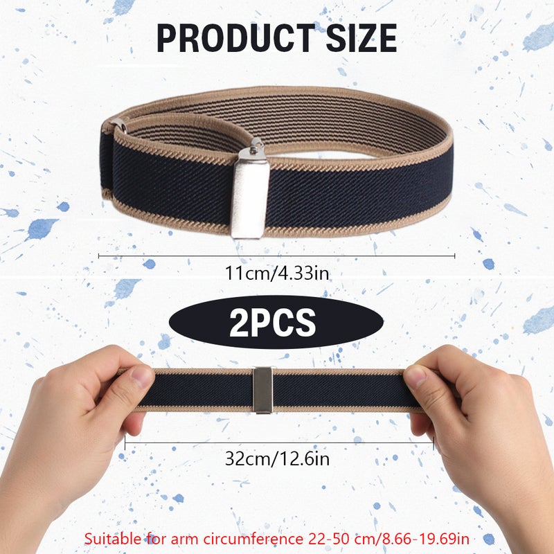 ELEPHANTBOAT® 1 Pair Shirt Sleeve Retainer Bands Arm Garters, Adjustable Stretchy Sleeve Holders for Men & Women, Elastic Arm Garters to Keep Sleeves in Place for Work, Office & Formal Wear - Image 2