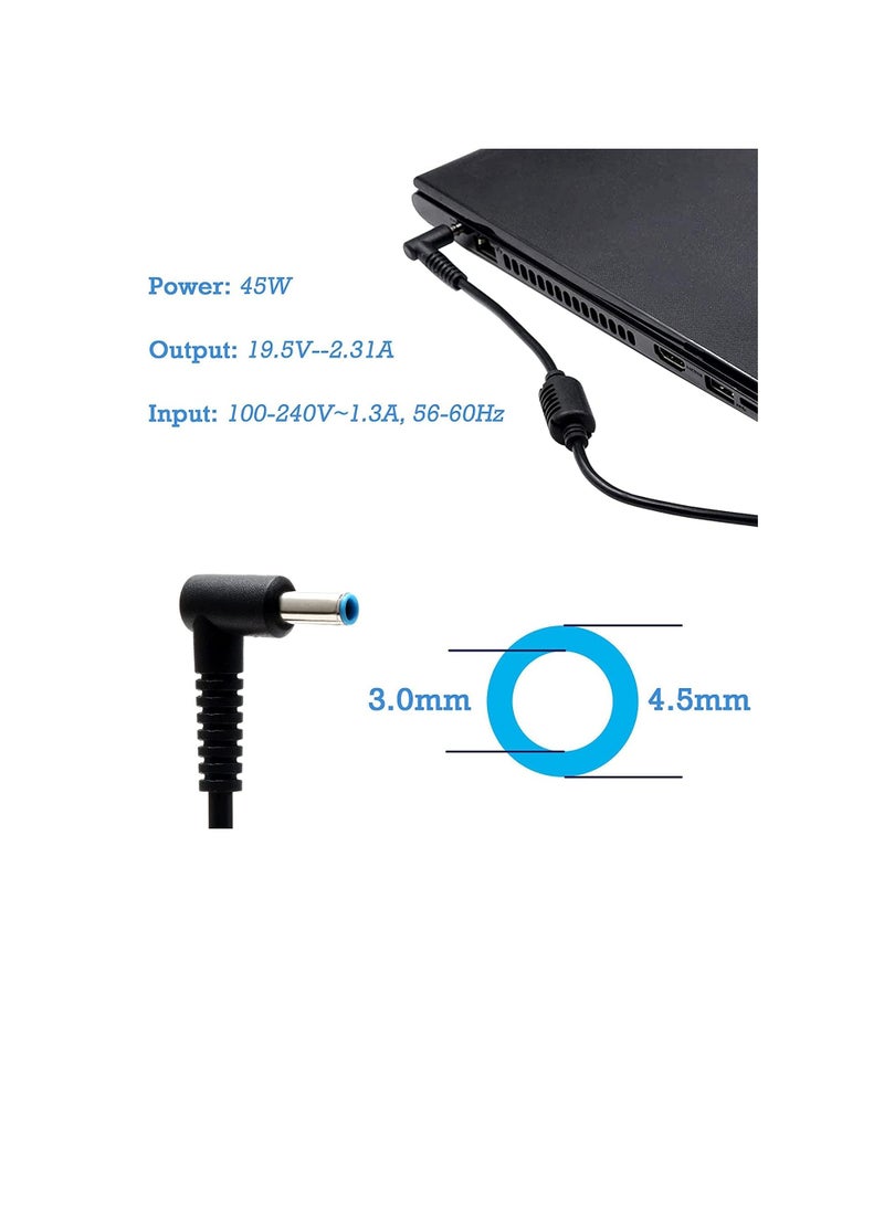 Terabyte 45W HP Laptop Charger for HP Laptop, 19.5V 2.31A Power Supply for HP Stream 11 13 14 HP Pavilion 11 13 HP Chromebook 11 14 HP Spectre x360 x2 11 13, HP ProBook 430 G3 G4 and More(4.5mm * 3mm) - Image 2