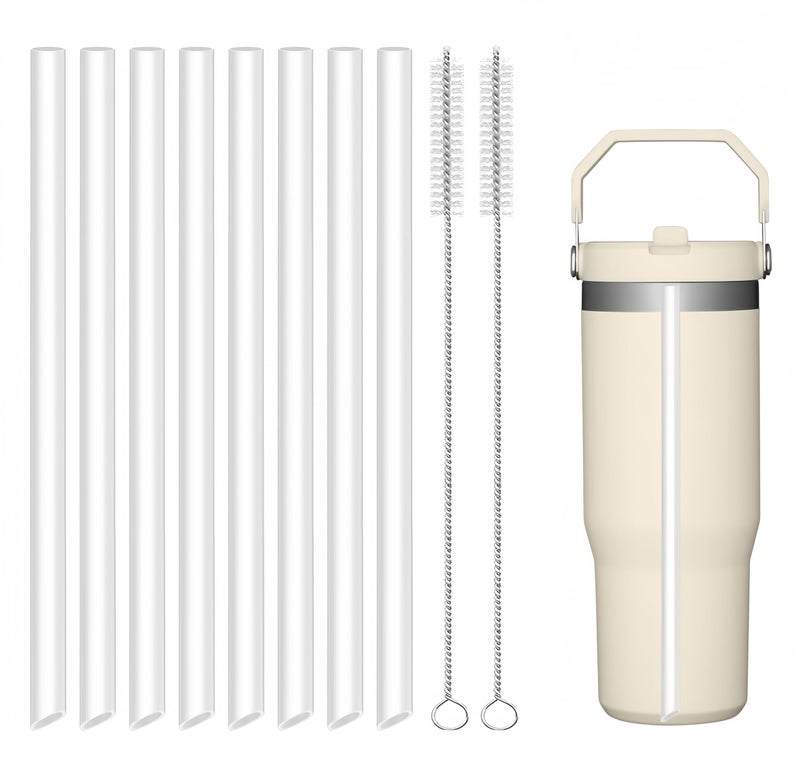 Joshey 8-Pack Replacement Straws for Stanley 30oz Tumbler | Compatible with Stanley IceFlow Flip Straw Lid | BPA-Free Reusable Plastic Drink Straws with 2 Cleaning Brushes - Image 1