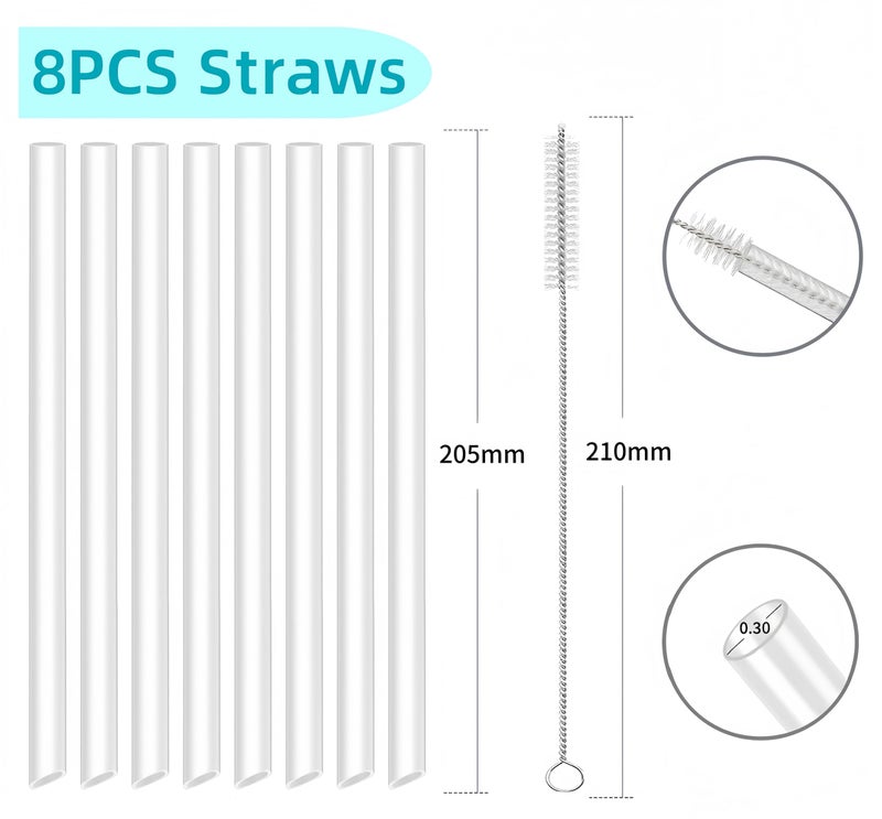 Joshey 8-Pack Replacement Straws for Stanley 30oz Tumbler | Compatible with Stanley IceFlow Flip Straw Lid | BPA-Free Reusable Plastic Drink Straws with 2 Cleaning Brushes - Image 2