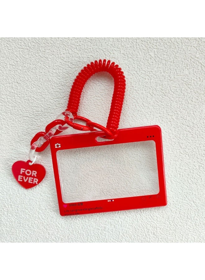 NIBEMINENT 1 - Piece Transparent Polaroid Kpop Photo Card Holder Pendant Key Chain ID Badge Holder ID Card Holder Photo Card Protector for School ID Office ID Access Card for Women Girls - Image 1