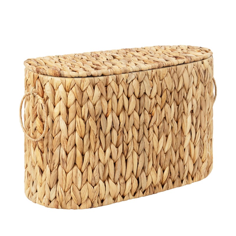 StorageWorks Toilet Paper Storage with Lid, Toilet Paper Storage Holder for 6 Regular Rolls, Wicker Basket for Bathroom, Natural Water Hyacinth - Image 1