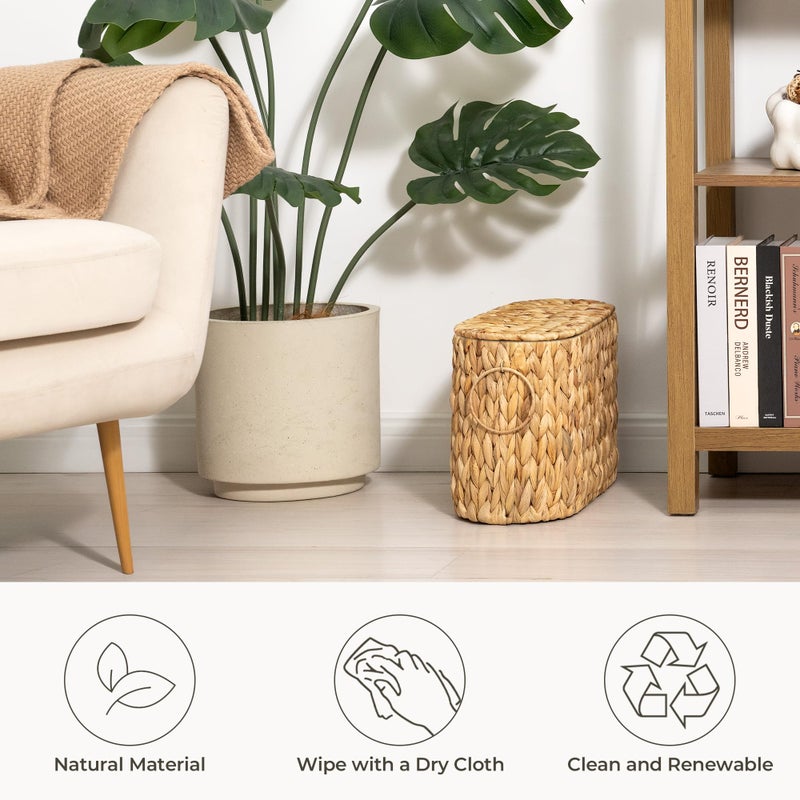 StorageWorks Toilet Paper Storage with Lid, Toilet Paper Storage Holder for 6 Regular Rolls, Wicker Basket for Bathroom, Natural Water Hyacinth - Image 4