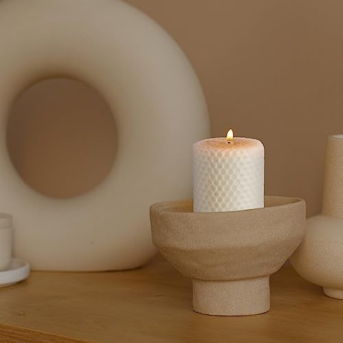 DEYBBY Beeswax Pillar Candles Set of 3 - Handmade Pure Beeswax Rolled Candles for Gift & Home Decor (2×3.3 in, White) - Image 3