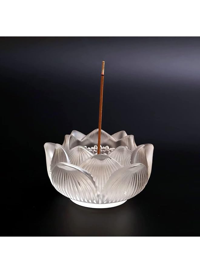 erorex Clear Artificial Crystal Lotus Flower Incense Holder Healing Crystal Stone Incense Burner Ash Catcher Incense Stick Cone Holder For Yoga Meditation And Home Office Decor  - Image 4