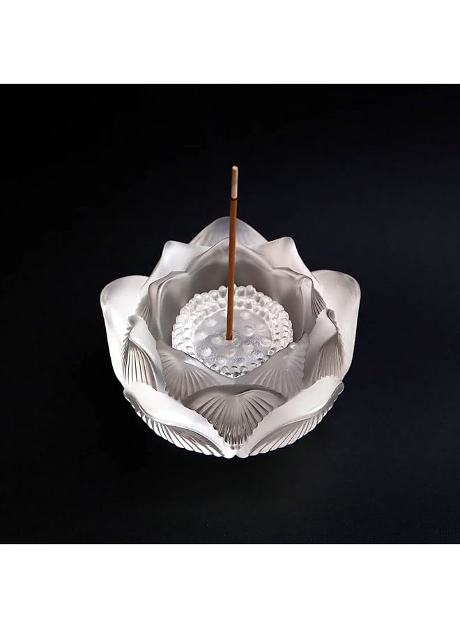 erorex Clear Artificial Crystal Lotus Flower Incense Holder Healing Crystal Stone Incense Burner Ash Catcher Incense Stick Cone Holder For Yoga Meditation And Home Office Decor  - Image 5