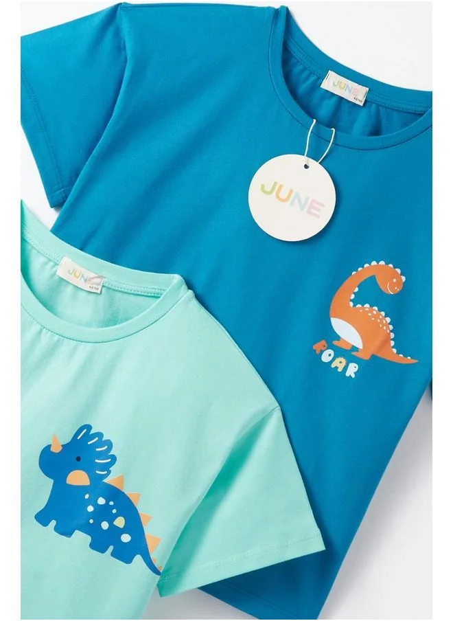 JUNE June Kid 2-Pack Printed Tshirt Indigo - Light Green