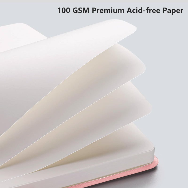 RETTACY Blank Journal Notebook, 192 Pages, A5 Medium Size (5.7'' x 8.3''), Leather Hardcover, 100 GSM Thick Paper, for Sketching, Drawing, Painting (Pink) - Image 3