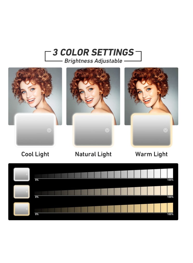 إسكدنيا كيس مكياج مزود بمرآة للضوء مضيئة ومرآة تكبير 20x، منظم كيس التجميل مزود بأقسام قابلة للضبط 26*23*10.8CM (وردي) - Image 5