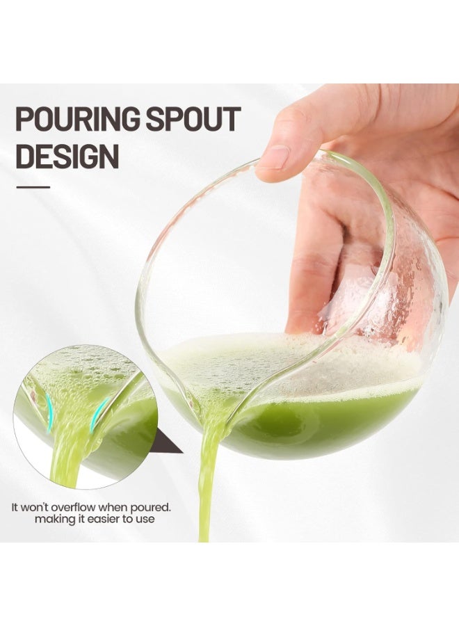 Textured Glass Matcha Bowl With Pouring Spout - Handmade Japanese Style Matcha Green Tea Ceremony Chawan 400ml 13.5 oz Big Glass Salad Porridge Juice Bowl Cup - Image 4