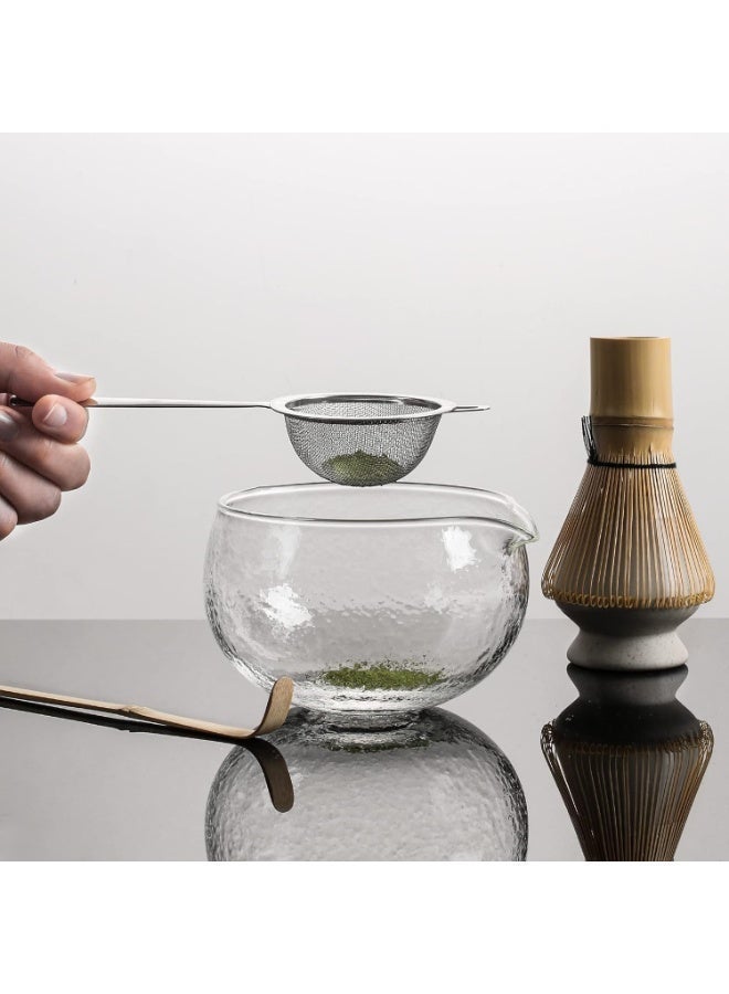 Textured Glass Matcha Bowl With Pouring Spout - Handmade Japanese Style Matcha Green Tea Ceremony Chawan 400ml 13.5 oz Big Glass Salad Porridge Juice Bowl Cup - Image 2