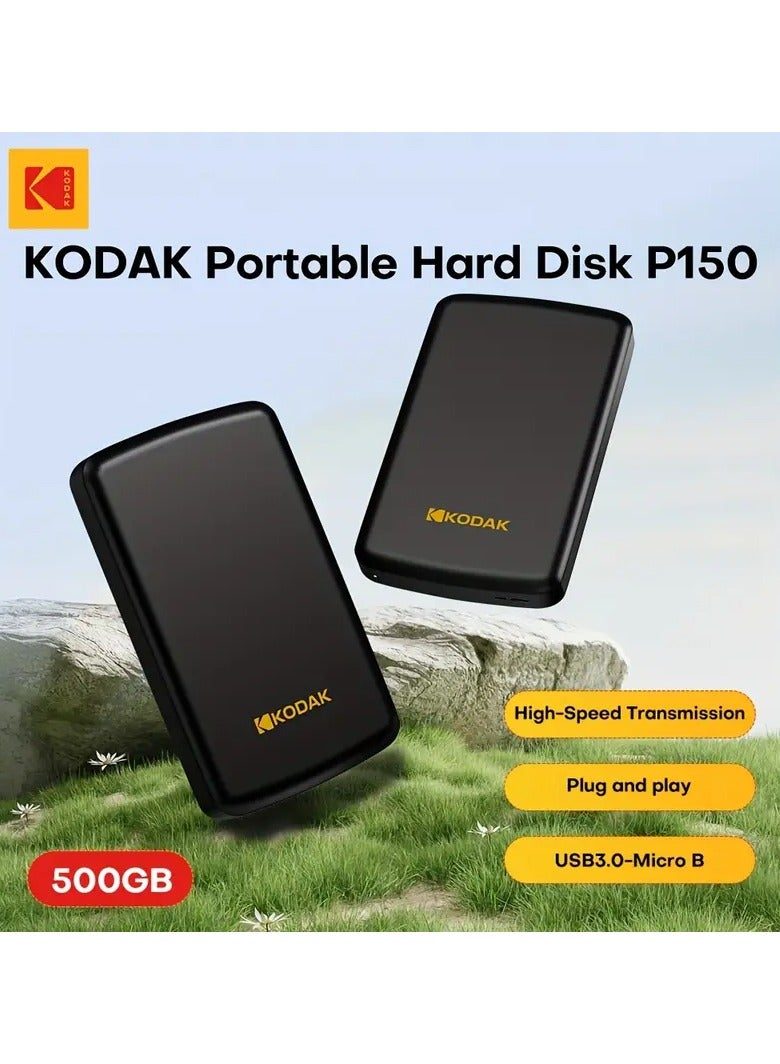 كوداك قرص صلب محمول P150 سعة 500 جيجابايت HDD خارجي، سرعة عالية 2.5 بوصة USB3.2 HDD للألعاب لأجهزة اللابتوب/الكمبيوترات/Mac/PS5/PS4/Xbox/Switch وغيرها - Image 3