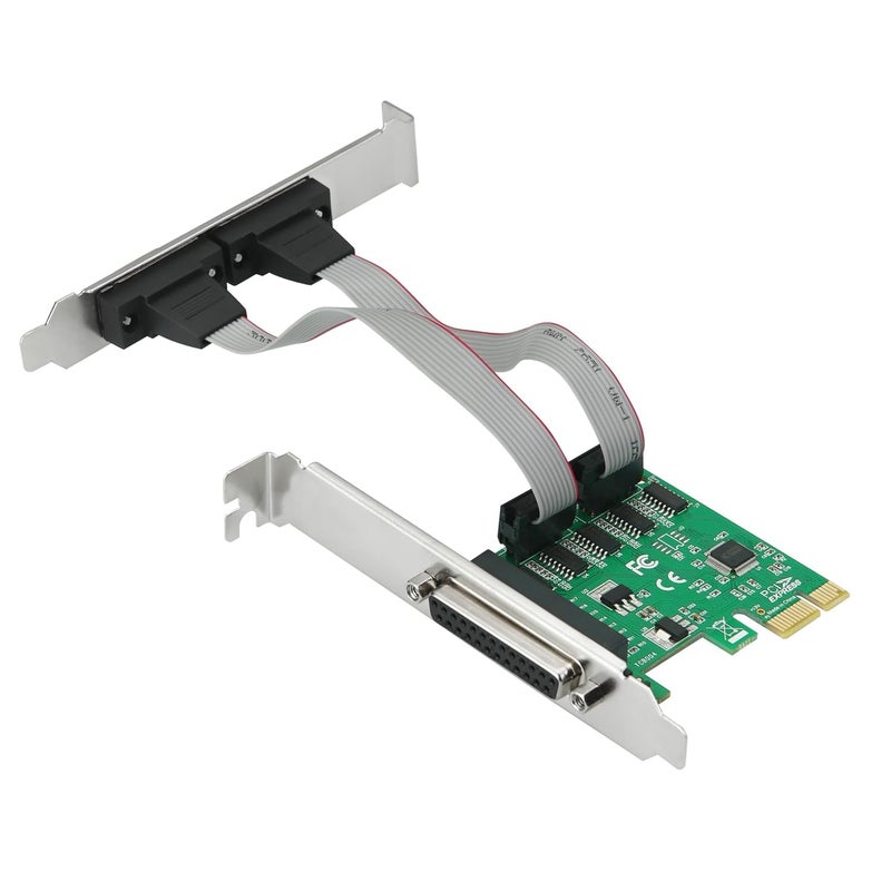 foxaa PCI Express x1 Serial & Parallel Combo Card – 2 RS232 Ports + 1 LPT Port | Based on WCH CH382 Chipset | Compatible with Windows/Linux - Image 1