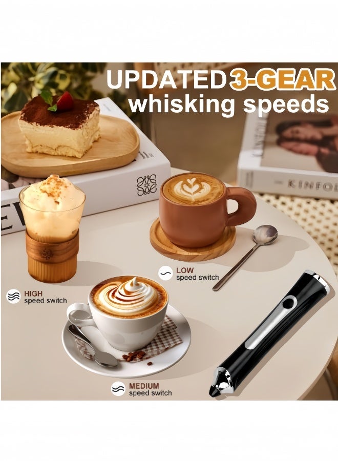 Kibee Upgraded Handheld Milk Frother with Storage Bag, 3-Speed Electric Mixer for Latte, Hot Chocolate, Eggs, and Drinks - Image 2