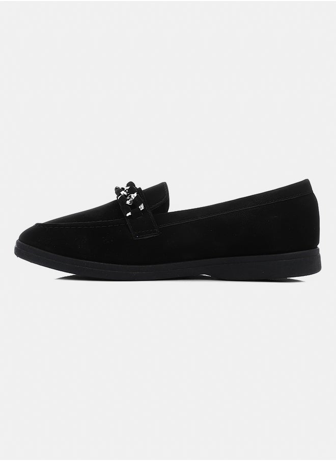 DejaVu - Suede Black Ballets With Silver Chain - Image 1