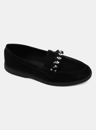 Suede Black Ballets With Silver Chain - pzsku/Z2B0107D3321E74E5E7B2Z/45/1741008214/6bbcdb5e-7982-4607-8f4b-556e3b7fcf2a