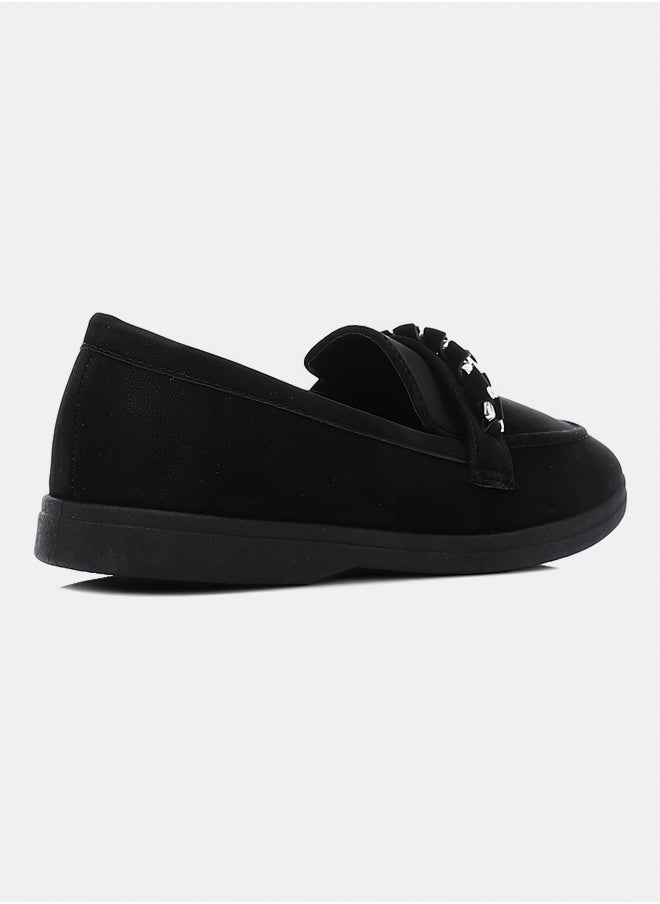 DejaVu - Suede Black Ballets With Silver Chain - Image 1
