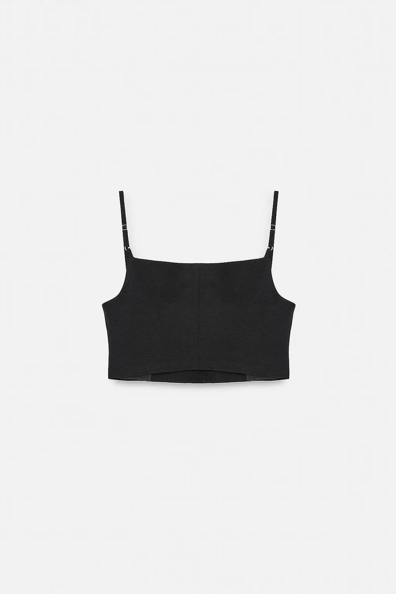 Dilvin Black DILVIN Crop Fitted Waistcoat With Heart Neckline for Women | Best Price UAE