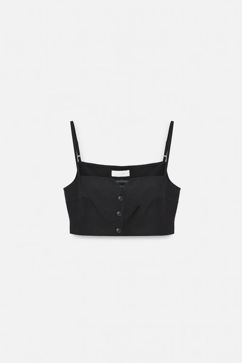 ديلفين DILVIN Crop Fitted Waistcoat With Heart Neckline