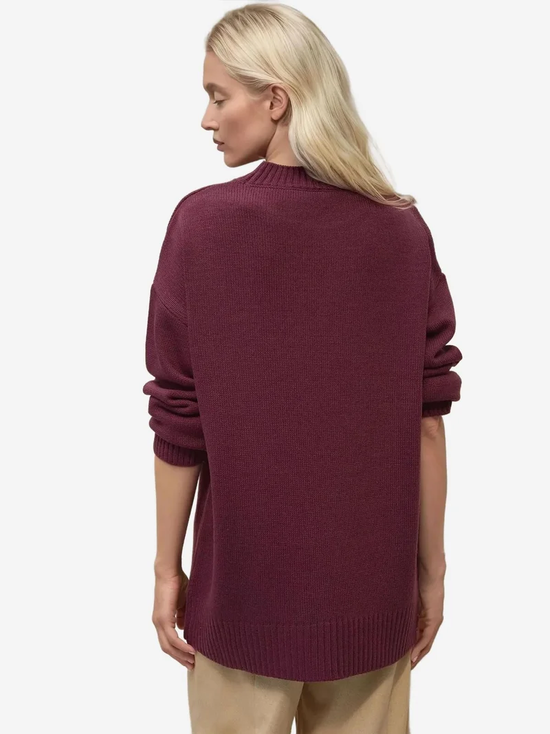 HICCUP Thick Knit Crew Neck Long Sweater