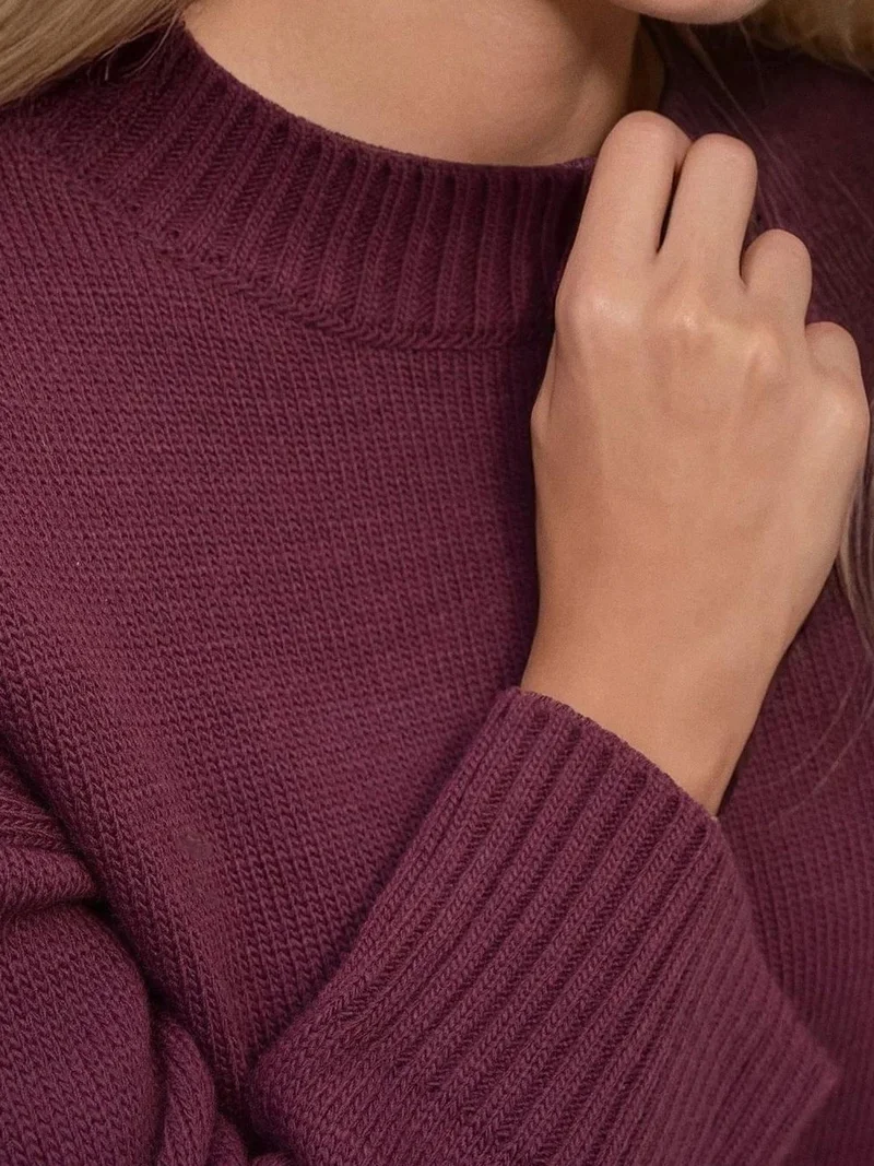 HICCUP Thick Knit Crew Neck Long Sweater